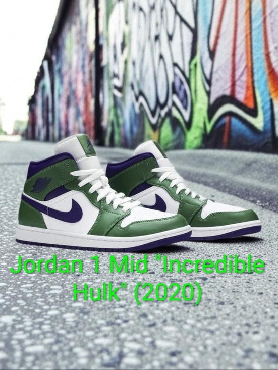 Jordan Other - Jordan 1 Mid Rare "Incredible Hulk" (2020) Mens 8 Womens 9.5 EUC